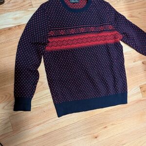 Brooks Brothers Navy and Red Geometric Crewneck Sweater